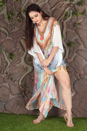 Designer Glamorous Bohemian Leopard Print Silk Blend Womens Kaftans