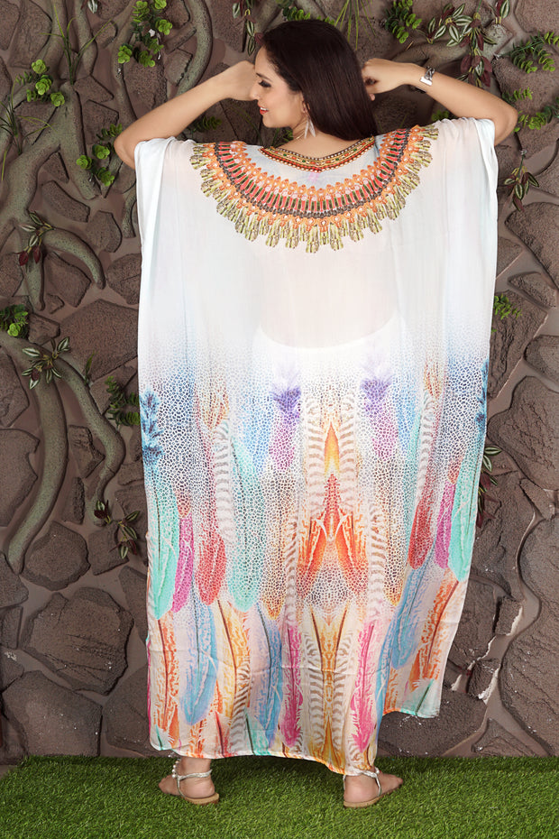 Designer Glamorous Bohemian Leopard Print Silk Blend Womens Kaftans