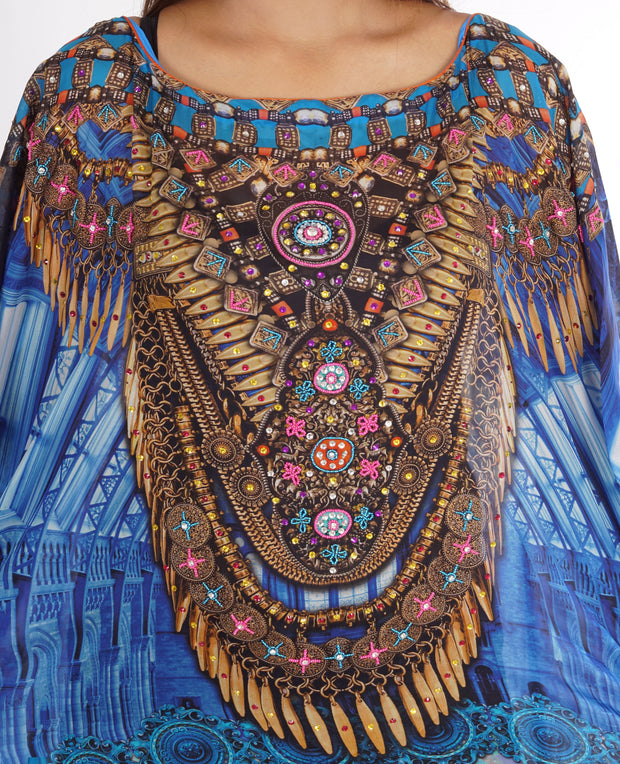 Porcelain Print Stylish resort wear Designer kaftan plus size beach party cover up kaftan top