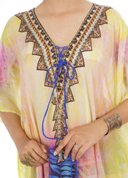 lace up silk kaftan