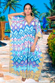 Beautiful one piece jewelled full length resort wear beach coverup kaftan
