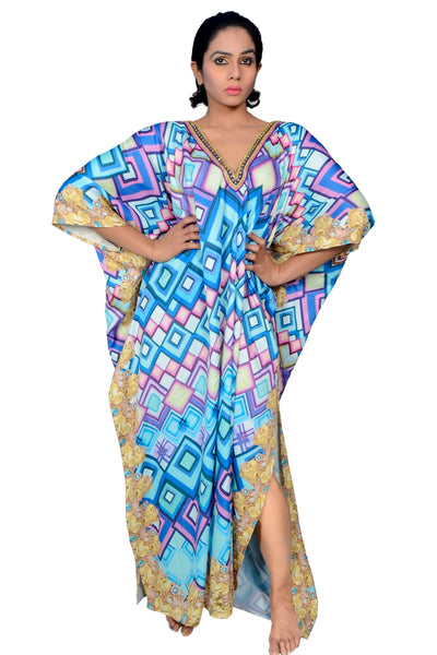 Beautiful one piece jewelled full length resort wear beach coverup kaftan