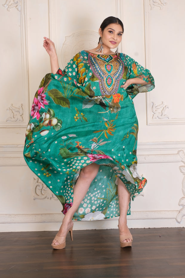 Plus Size Kaftan womens kaftan Pure silk kaftan Floral Kaftan