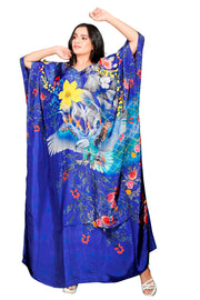 Impressive Feathery Print Southern Twilight Kaftan embellished silk kaftan