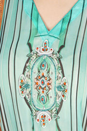 Silk buy beach kaftan V neck Maxi length Printed pastel floral print