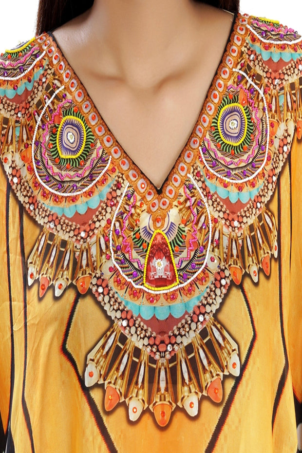 Beach party kaftan dress embellished plus size kaftan Animal Print