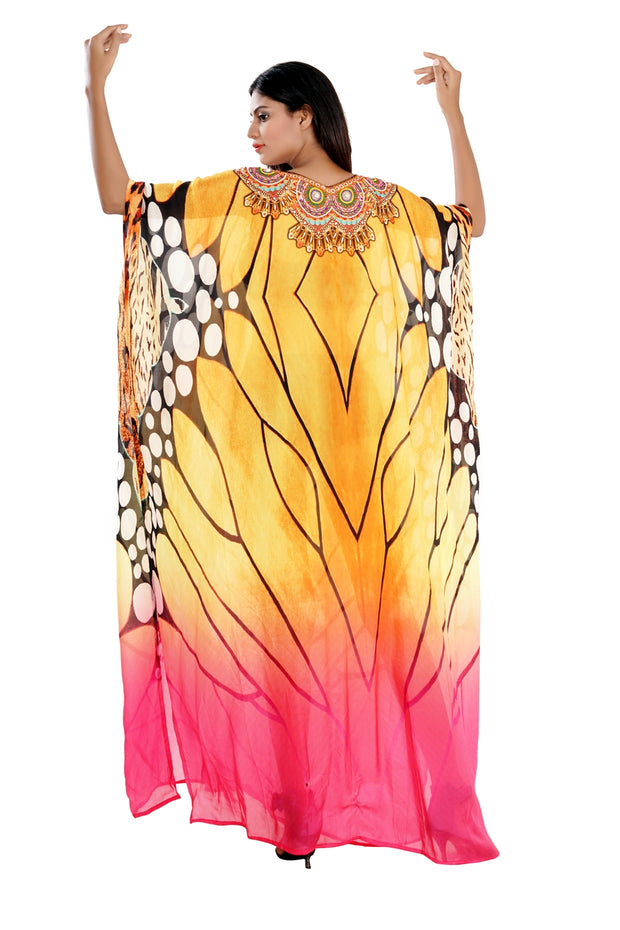 Striped long Silk kaftan vacation beach outfits Tiger Print offering sleek material and spell bound handcraft for sporty look