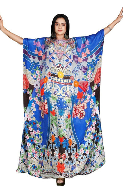 Floral print silk kaftan Designer print Silk resort wear plus size dress