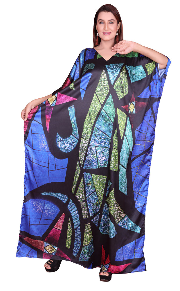 Geometric print silk caftan womens kaftan full length caftan silk dress
