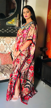 kaftan designer floral print silk caftan gown kaftan resort wear for women