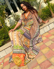 Pure silk kaftans elegant silk dress crystal embellished beach wear caftan