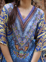 Embellished plus size kaftan for short women's Designer Print kaftan Beach party kaftan dress