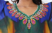 Beautiful kaftan for short women feather Print resort wear kaftan dress