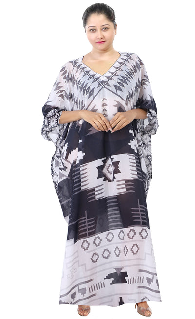 black and white kaftan dress