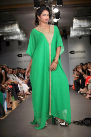green kaftan maxi dress
