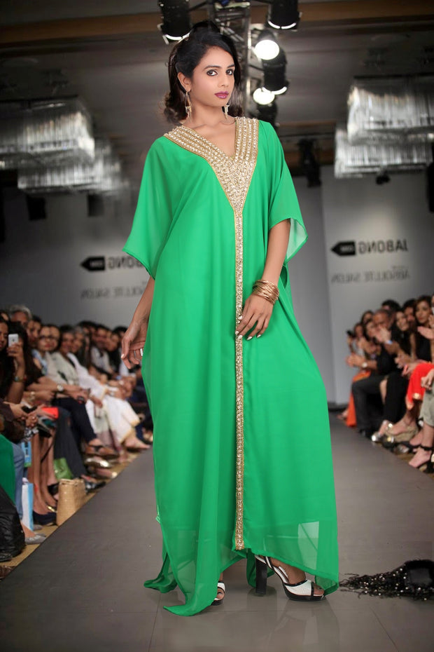 green kaftan maxi dress