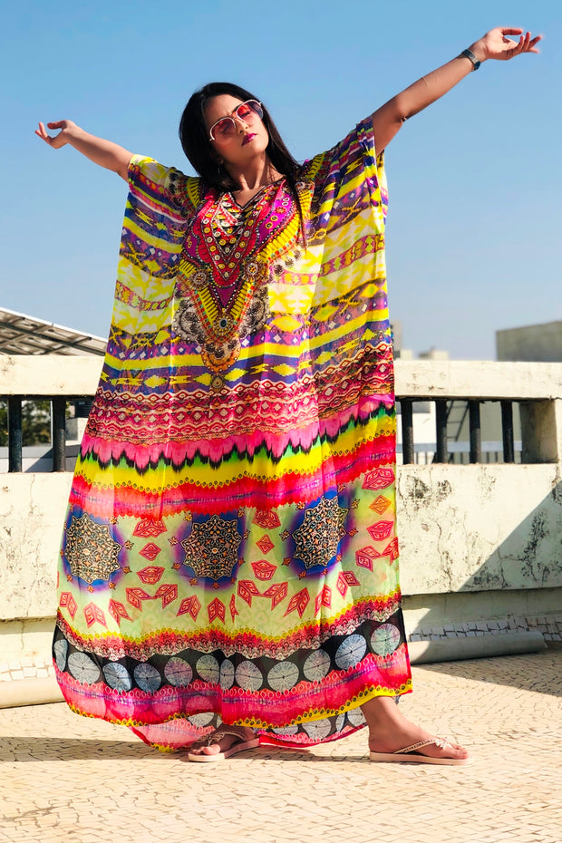 Full length caftan silk caftan Beach Wear Cover Up silk dress