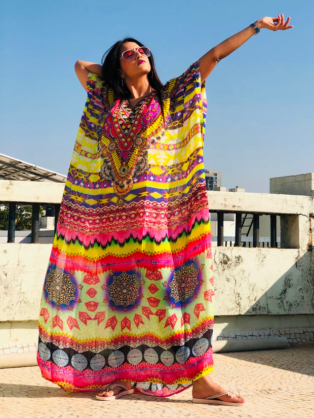 Full length caftan silk caftan Beach Wear Cover Up silk dress