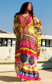 Full length caftan silk caftan Beach Wear Cover Up silk dress