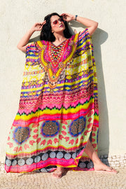 Full length caftan silk caftan Beach Wear Cover Up silk dress