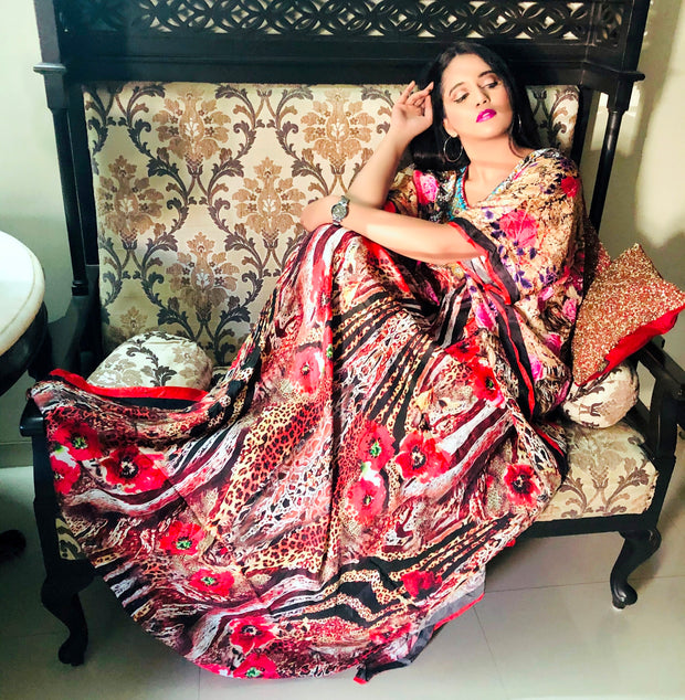 kaftan designer floral print silk caftan gown kaftan resort wear for women