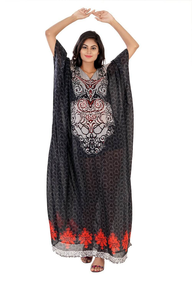 Geometric Print on long Silk Kaftan Dresses for vacation beach outfits