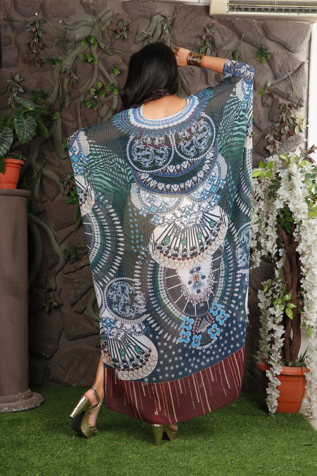 Embellished plus size kaftan womens Designer Print kaftan regular wear caftan