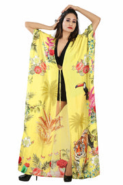 Beach Kimono Cover-up with Animal floral print and belt to tighten