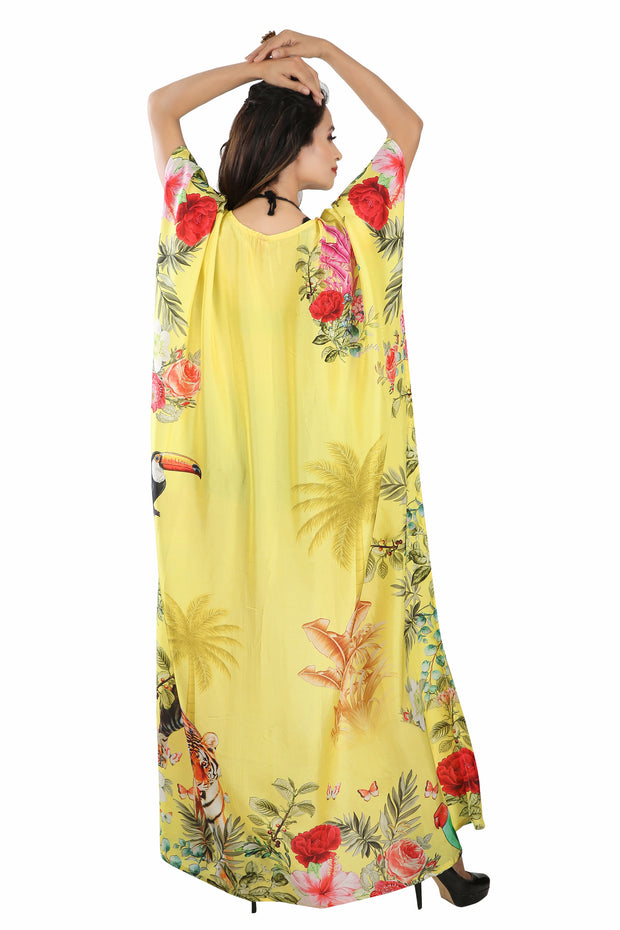 Beach Kimono Cover-up with Animal floral print and belt to tighten