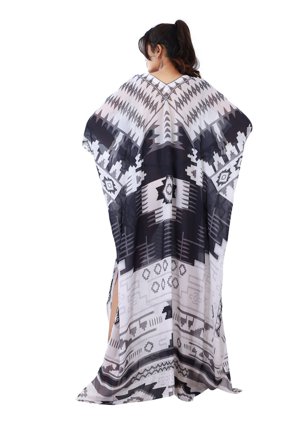 black and white kaftan