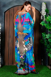 Animal Print Silk Kaftan Dress for women