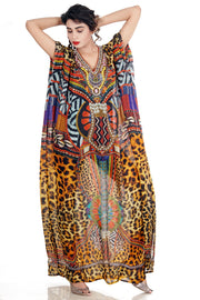 leopard print silk kaftan