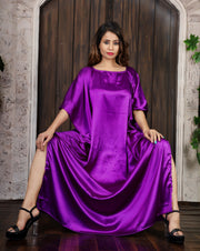 Party wear Plain Long satin caftan Dress resort wear for women