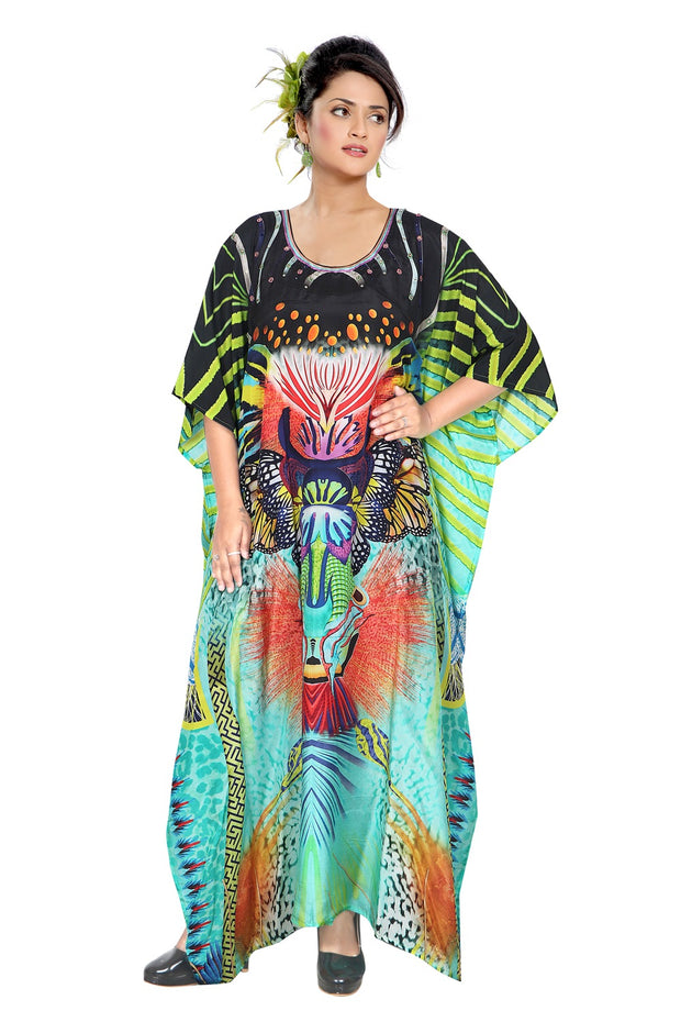 Silk Maxi Dress Kaftan Designer Print kaftan dress beach cover up caftan