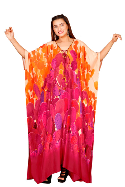 Plus Size Silk Caftan Lace Up Silk Kaftan Maxi Dress For Women