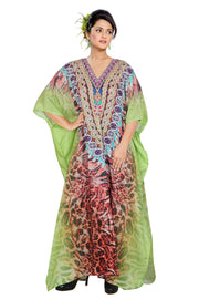 Plus size sequin Designer Resort wear bikini kaftan Animal Print silk kaftan