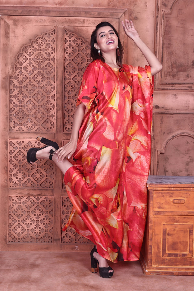 Floral print silk kaftan maxi dress designer kaftan dress womens kaftan dress
