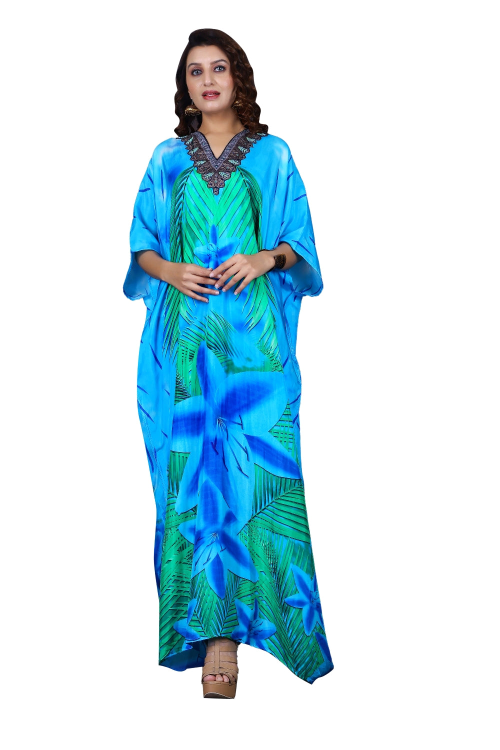 Flowers Printed Silk | Maxi Long Silk Kaftan Silk kaftan Flowers Printed Silk | Maxi Long Silk Kaftan Silk kaftan