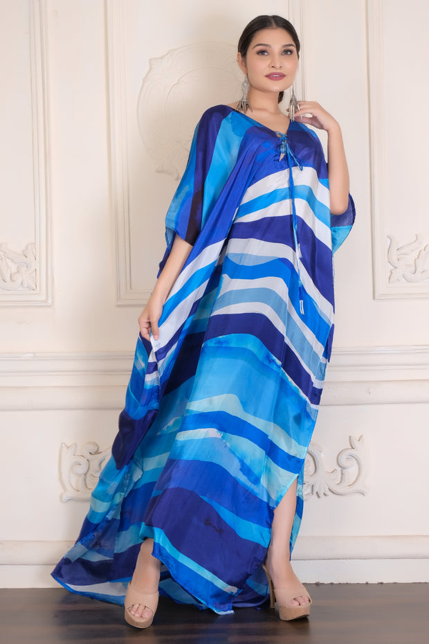 Luxury Silk Caftan Top Lace up Silk kaftan Maxi Dress Womens kaftan