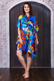 Beach Kimono Cover-up with abstract print and belt to tighten