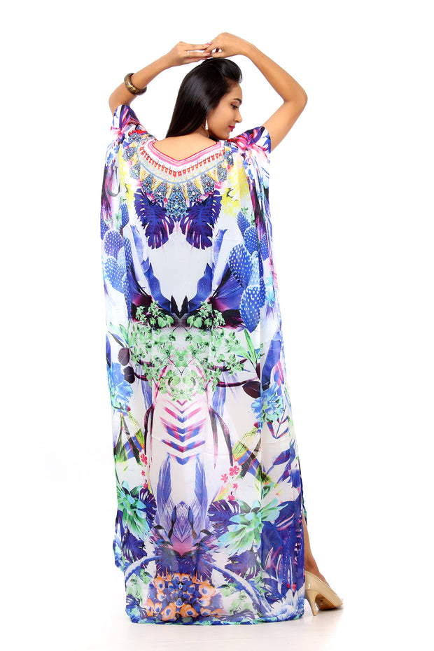 Silk Kaftan Luxury dress For Women Silk caftan Floral Print Kaftan For Women