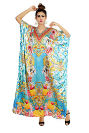 Beach kaftan dress for beaded/one piece Floral Print kaftan/long kaftans/luxury resort wear caftan plus 81 - Silk kaftan