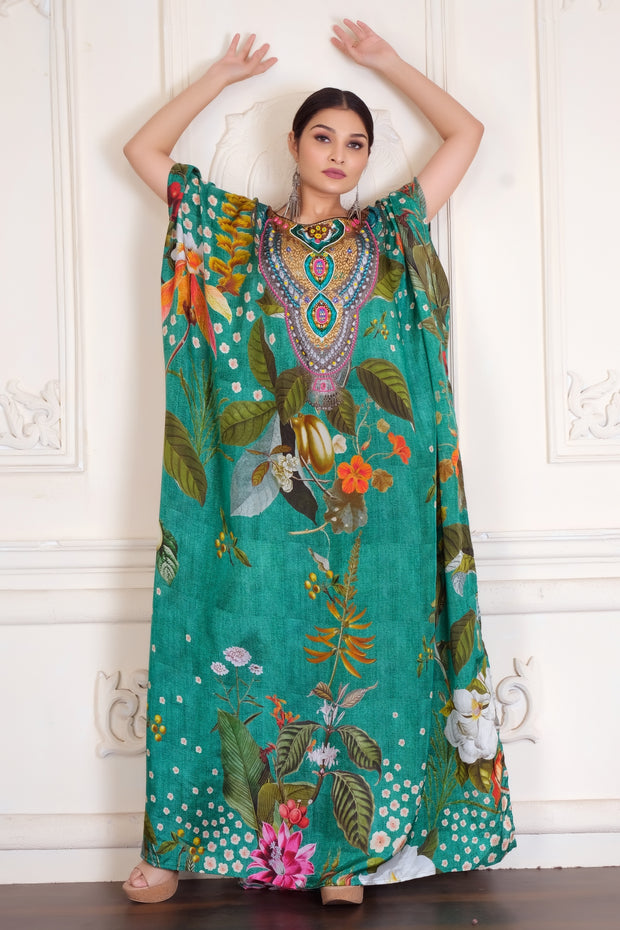 Plus Size Kaftan womens kaftan Pure silk kaftan Floral Kaftan