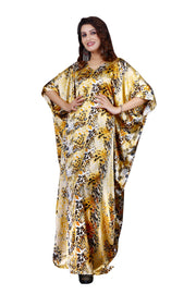 Hand made Yellow Kimono Dress Kaftan animal print Kaftan for Women