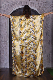 Hand made Yellow Kimono Dress Kaftan animal print Kaftan for Women