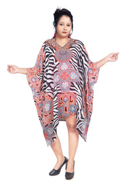 Zebra Stripe Animal Print caftan tunic embellished kaftan resort wear