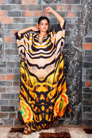 Luxury silk caftan Full length beach cover up Womens wrap kaftan