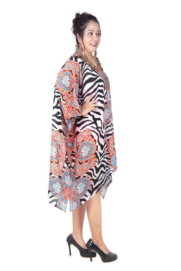 Zebra Stripe Animal Print caftan tunic embellished kaftan resort wear