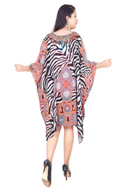 Zebra Stripe Animal Print caftan tunic embellished kaftan resort wear