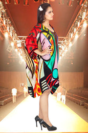 Colorful Picasso art silk kaftan dresses designer print kaftan tunics